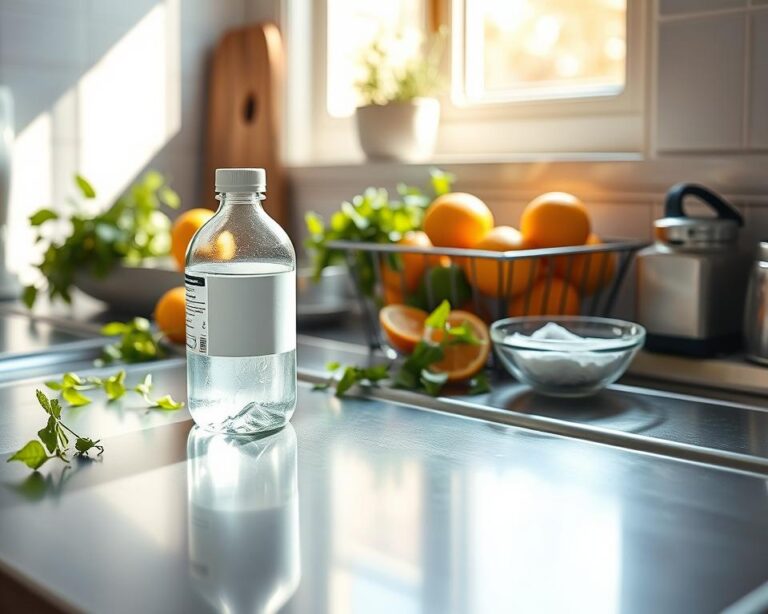 natural dishwasher cleaning with vinegar and baking soda